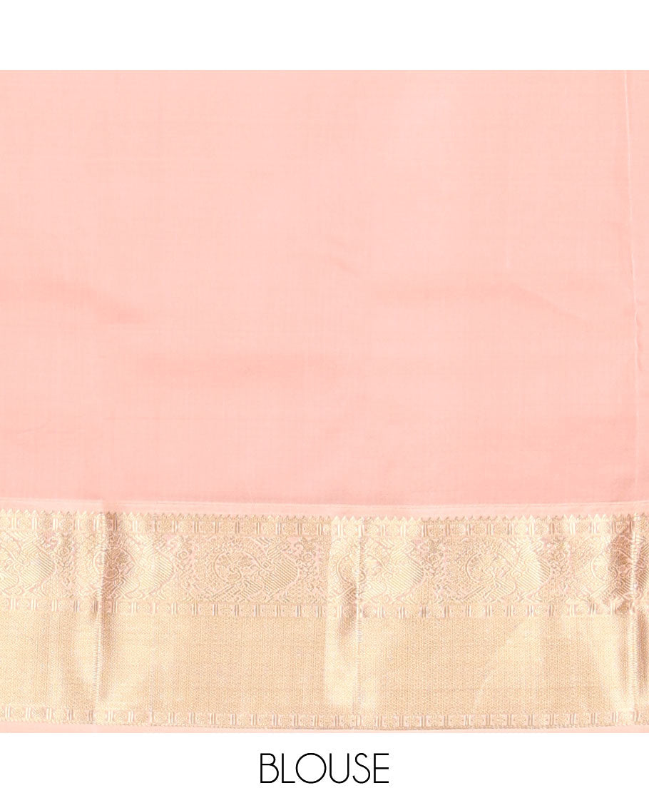 Light blue buttas vasundhara elite silk saree with contrast zari design border & floral jaal design pallu