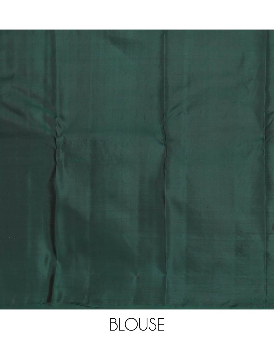 Green buttas silk saree with self zari design border & striped pallu