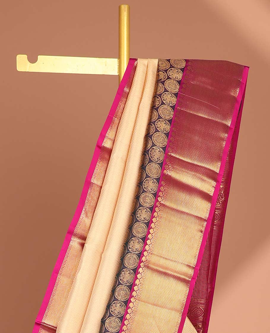 Sandal& black wedding silk saree with contrast border of paiselys, banaras design & traditional zari pallu