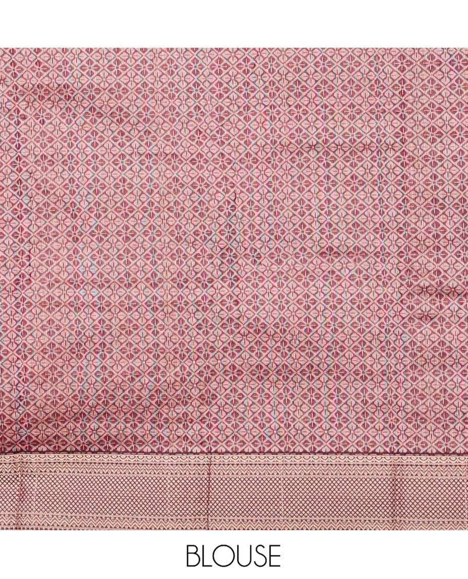 Red Semi-Silk Cotton Saree, Delicately Designed with Buttas All Over Its Body, Subtle Traditional Design Self-Border, Intricately Designed Pallu, and Paired with a Matching Blouse