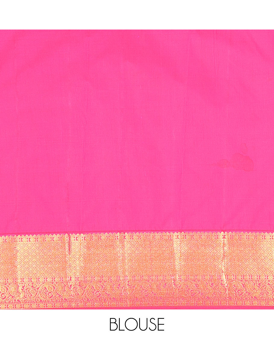 Green zari buttas, and checked budget silk saree, contrast traditional zari border, and zari-rich jaal pallu