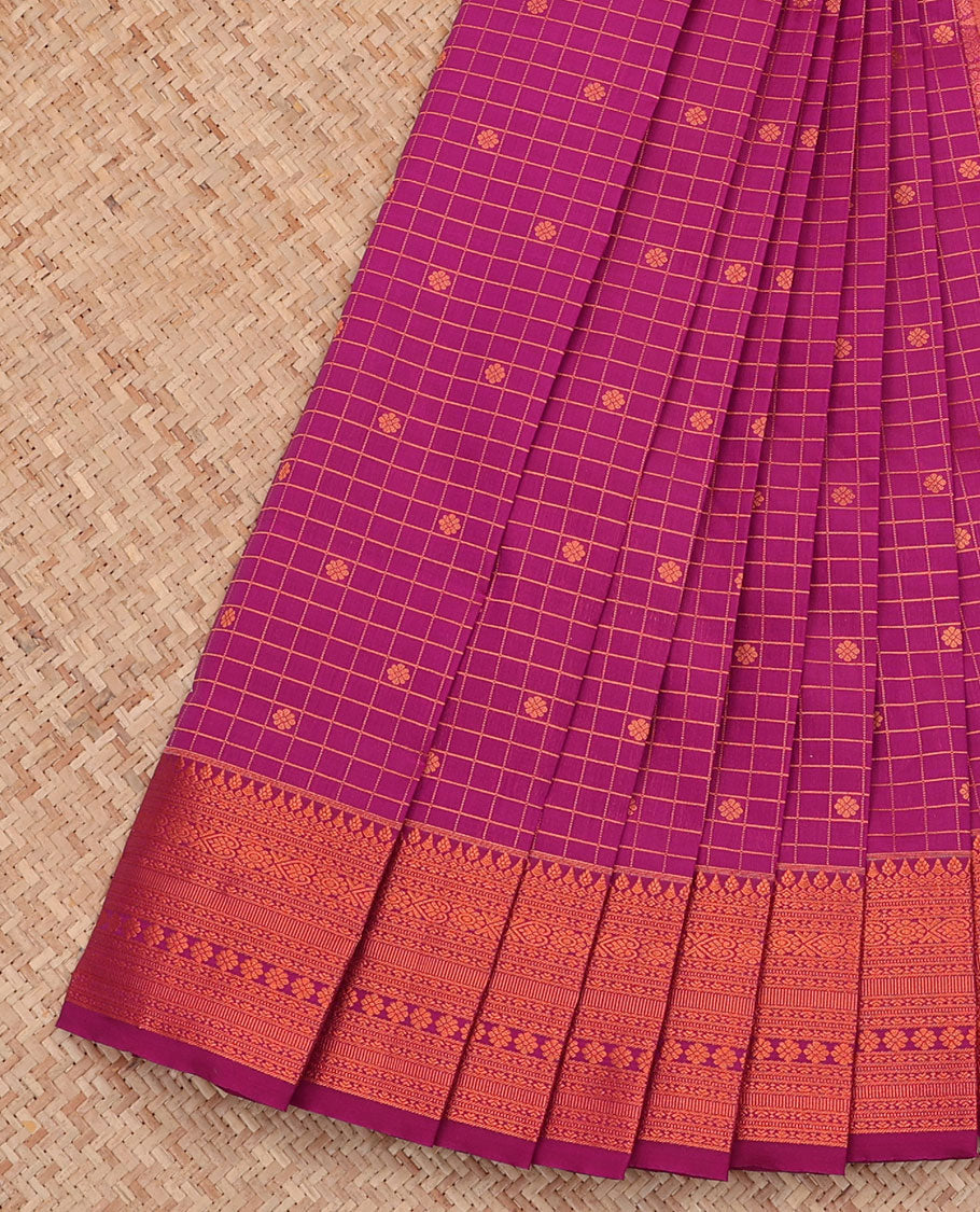 Pink Budget Silk Saree, Bedecked with Zari Buttas and Checks All Over Its Body, Highlighted by a Traditional Zari Design Border, Grand Pallu, and Paired with a Matching Blouse