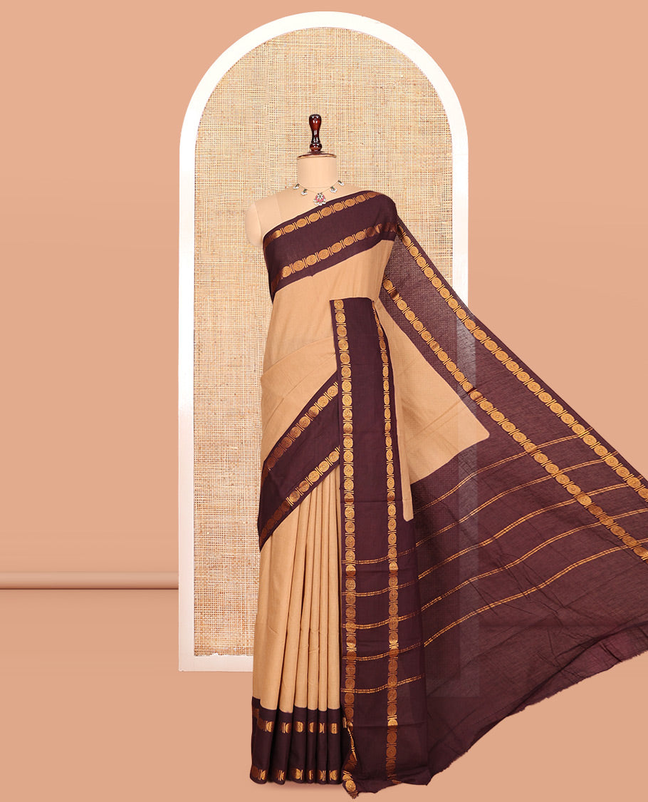 Sandal Plain Sungudi Cotton Saree