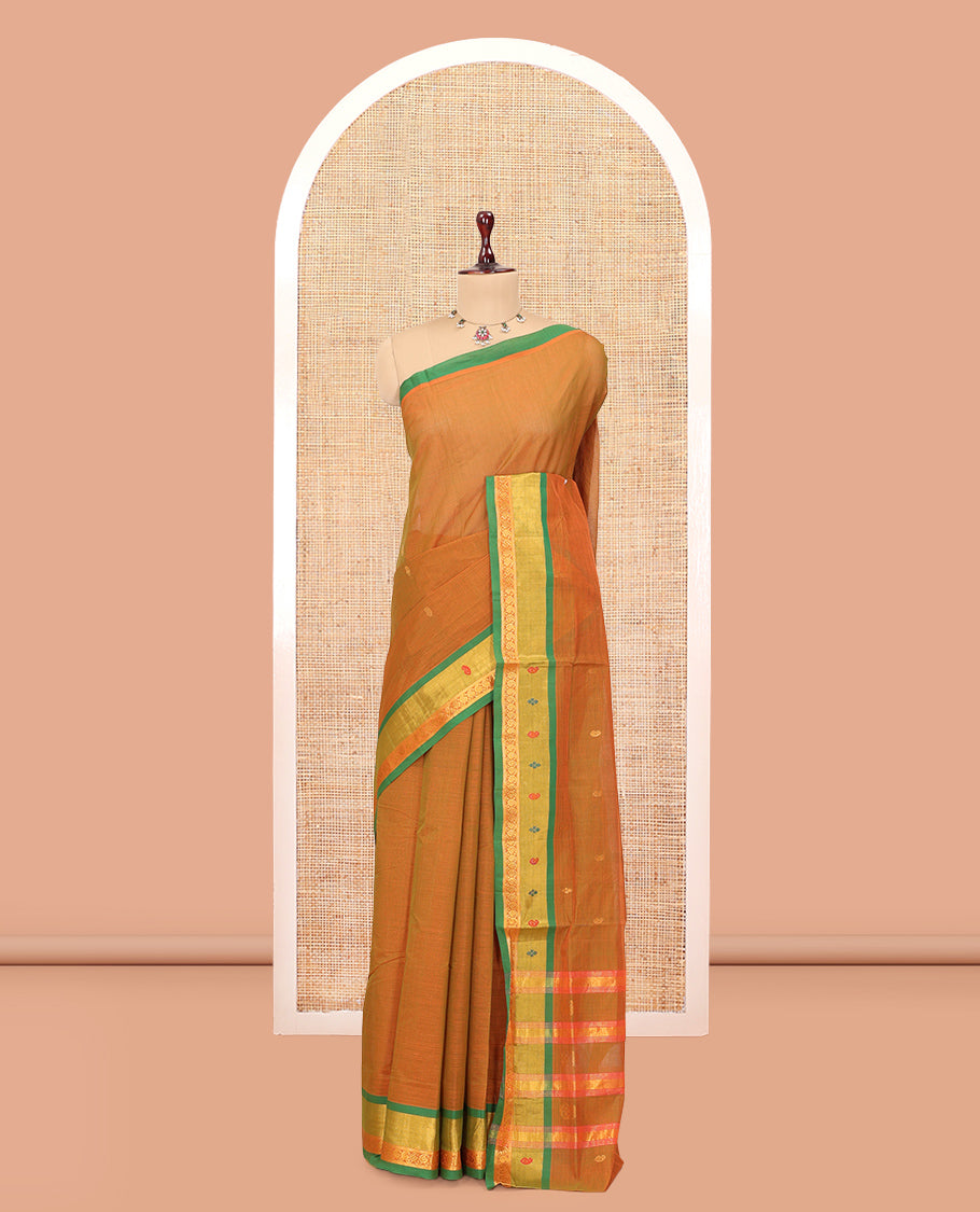 Orange Venkatagiri Cotton Saree