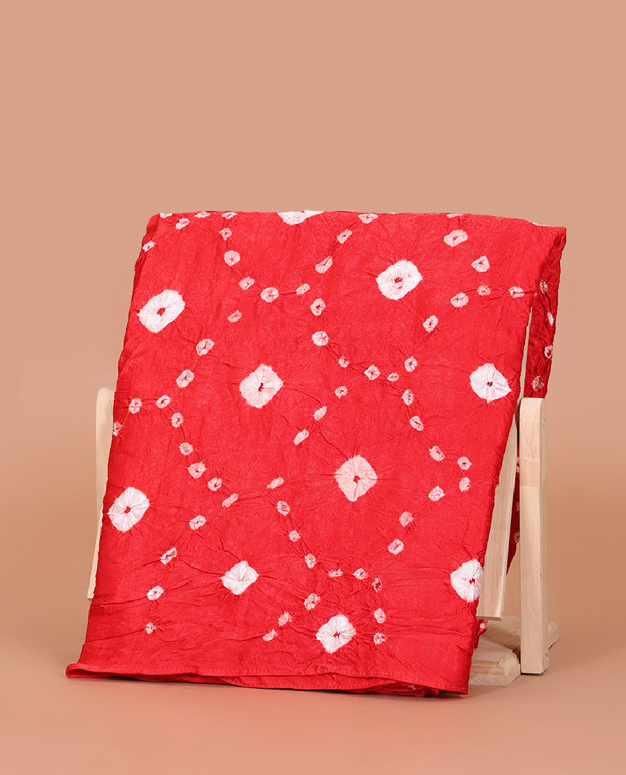 Borderless Red Bandhani Dola Silk Saree