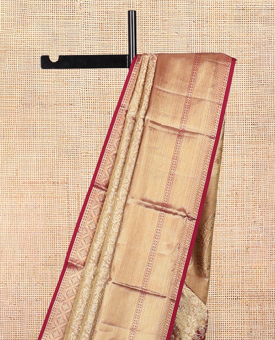 Maroon Kanchipuram Tissue Silk Saree