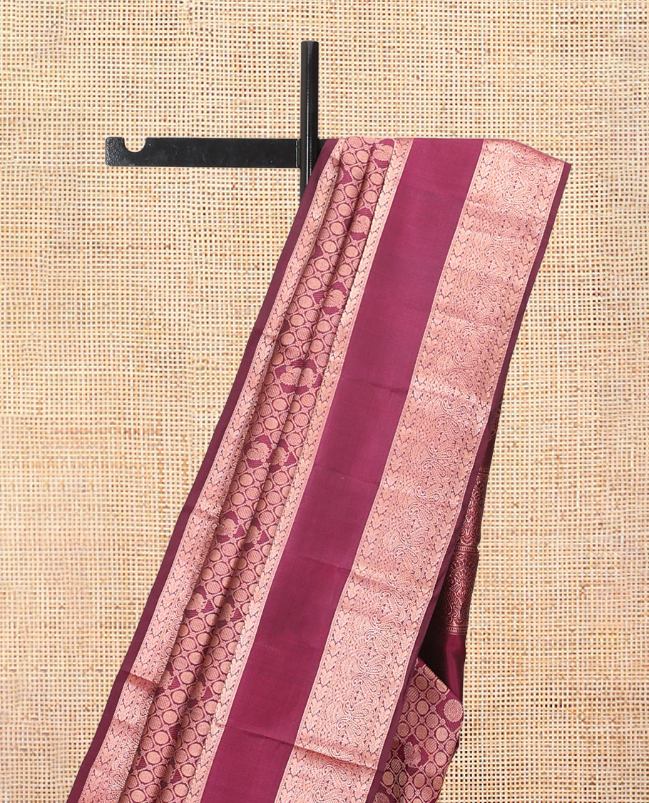 Wine Jacquard Kanchipuram Wedding Silk Saree
