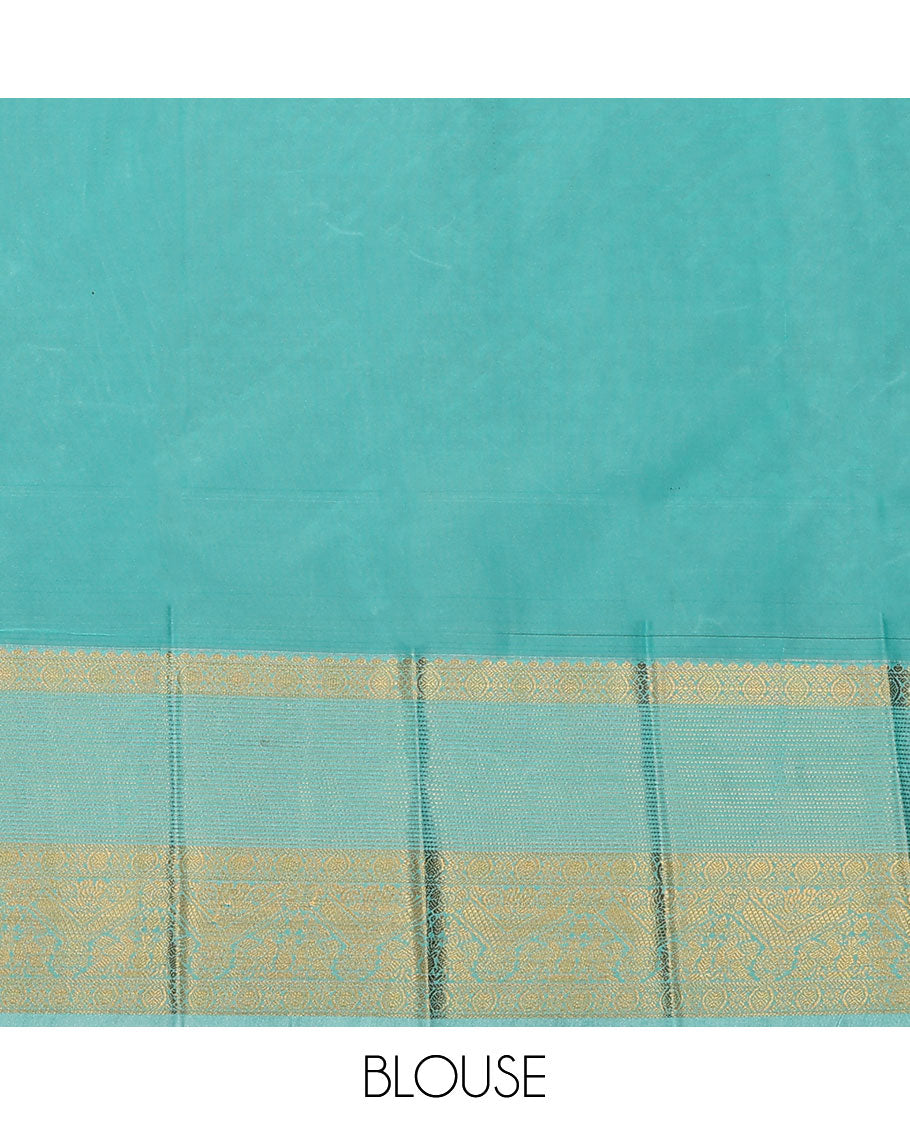 Violet zari stripes, and buttas budget silk saree, contrast traditional zari design border, and jaal pallu