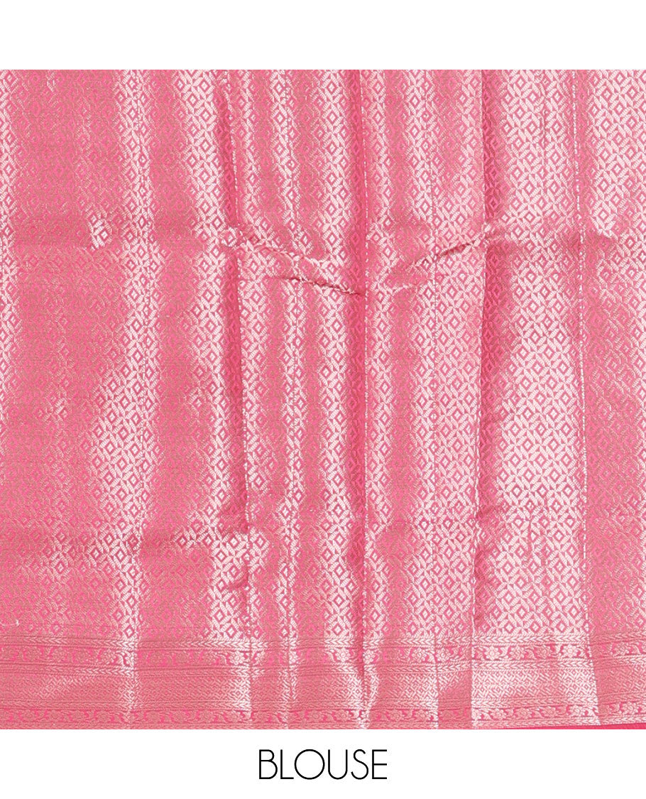 Purple floral buttas, and floral creeper designs raw mango silk saree, contrast traditional zari border, and jaal pallu