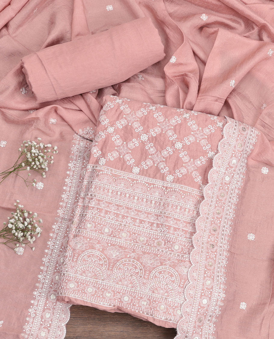 Pink Shimmer Vichitra Silk Material Chudidar Set