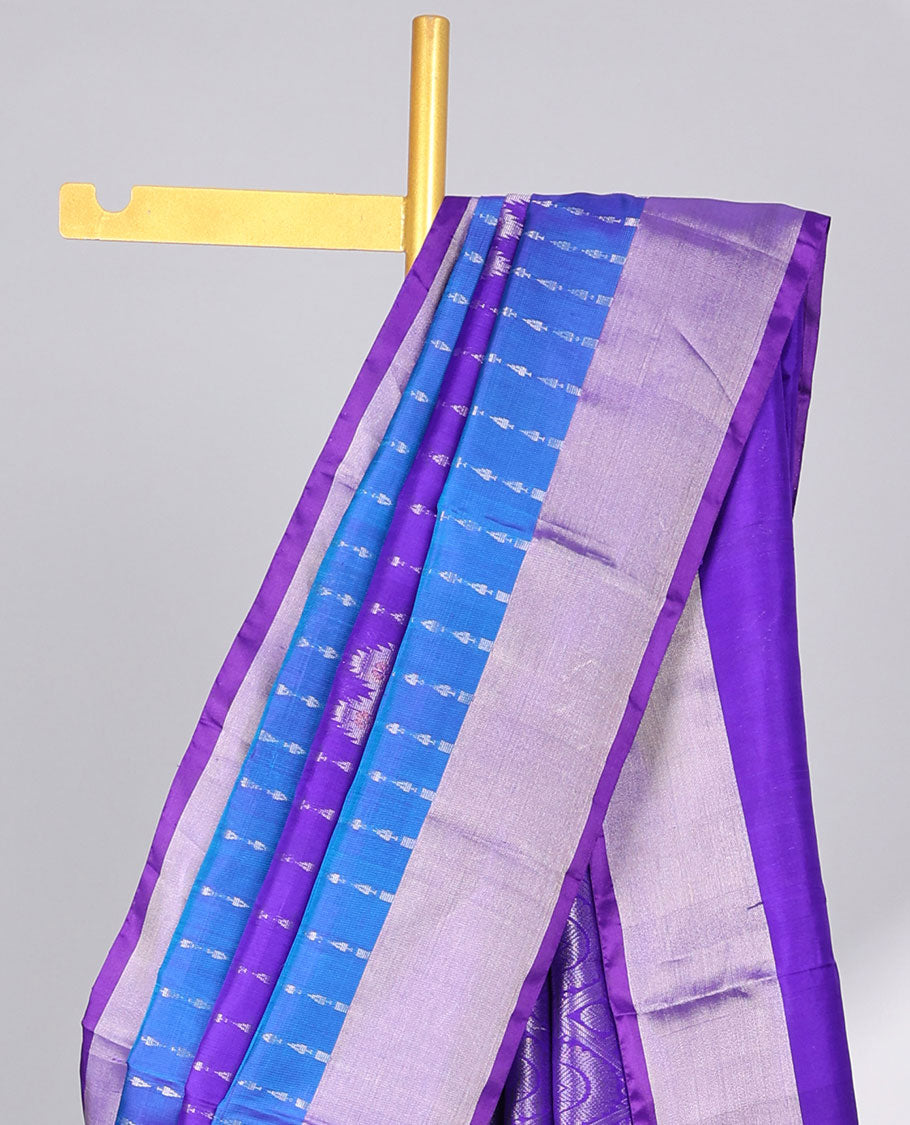 Multi-color striped floral design uppada silk saree with contrast zari border & floral zari design pallu