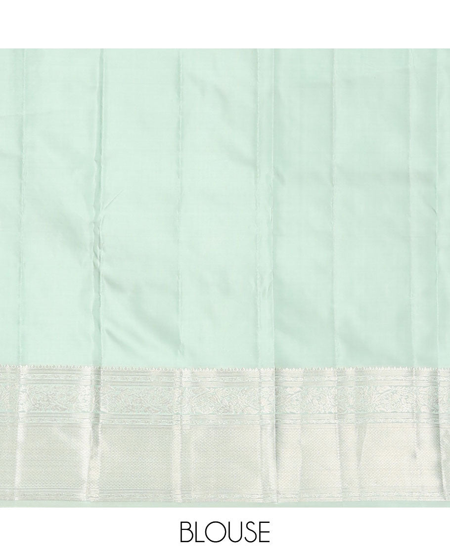 Mint green buttas silk saree with self intricate zari design border & jaal design pallu