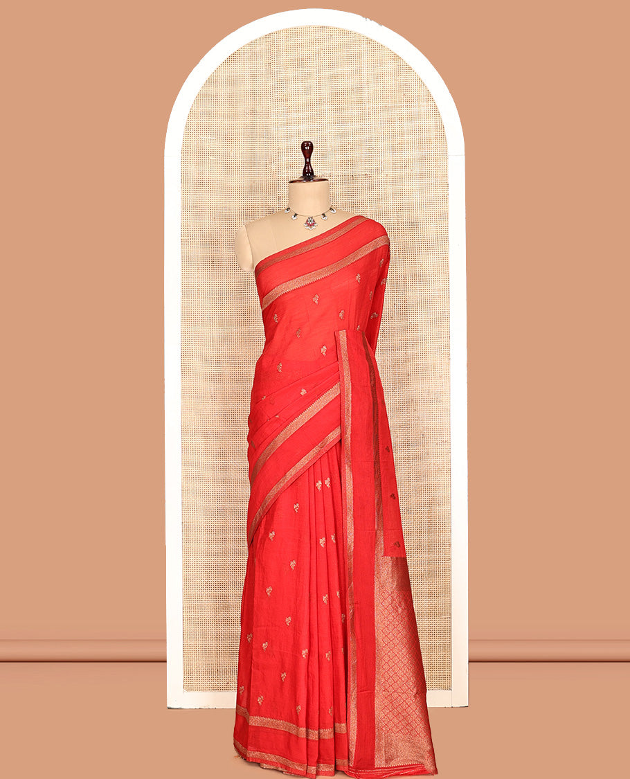 Red Fancy Crepe Saree