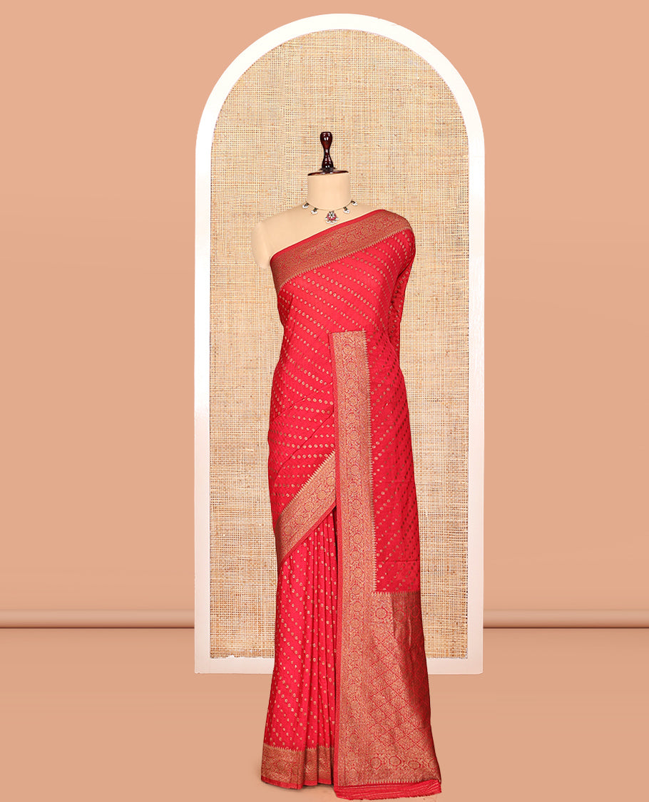 Red Fancy Crepe Saree