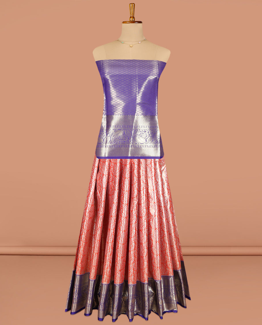 Peach Art Silk Pavadai Material Set