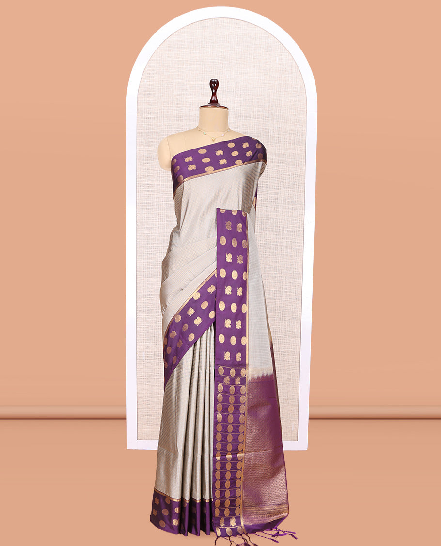 Grey Peacock Chakra Budget Silk Saree