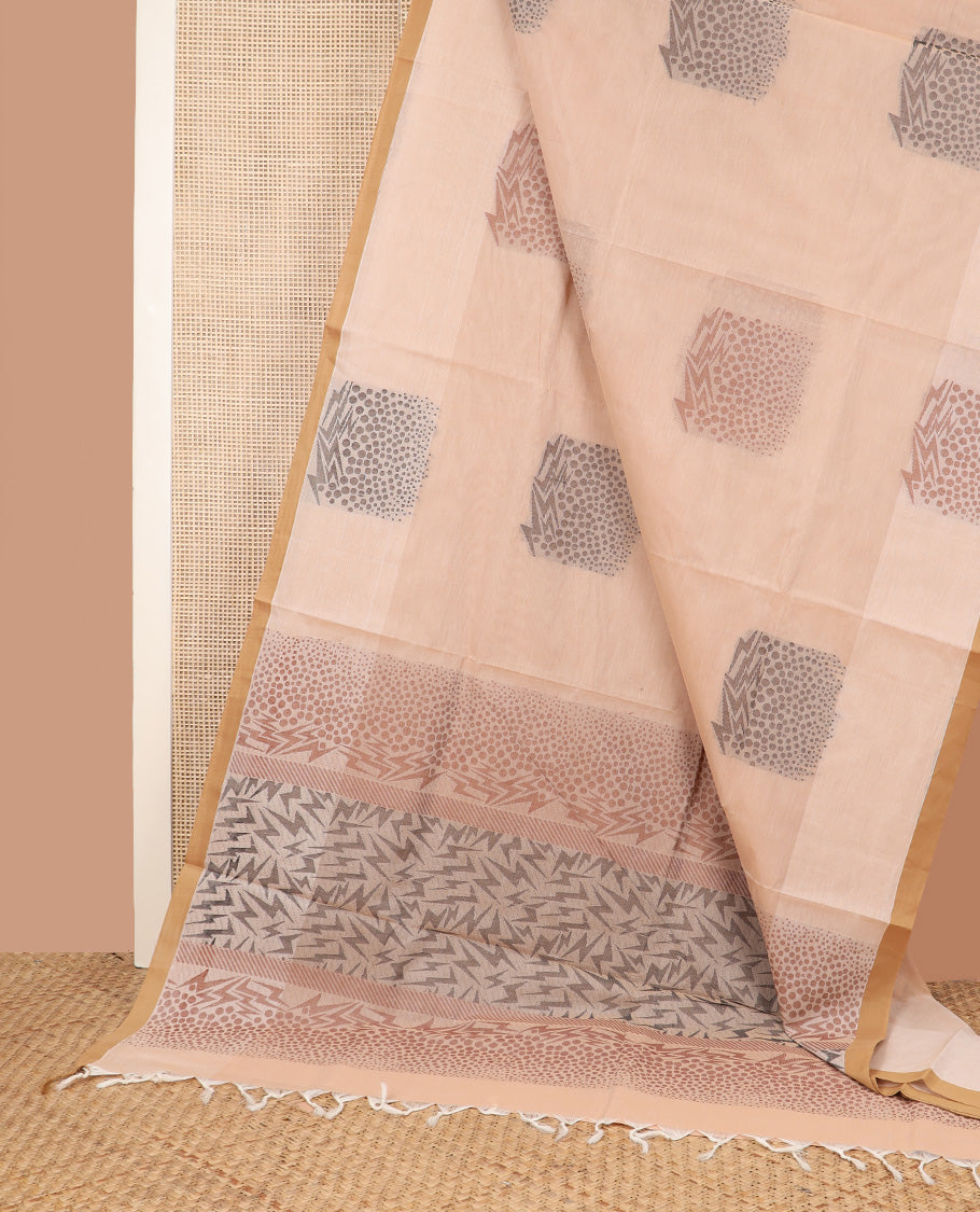 Sandal buttas Coimbatore Cotton saree, unique buttas woven border, and pallu