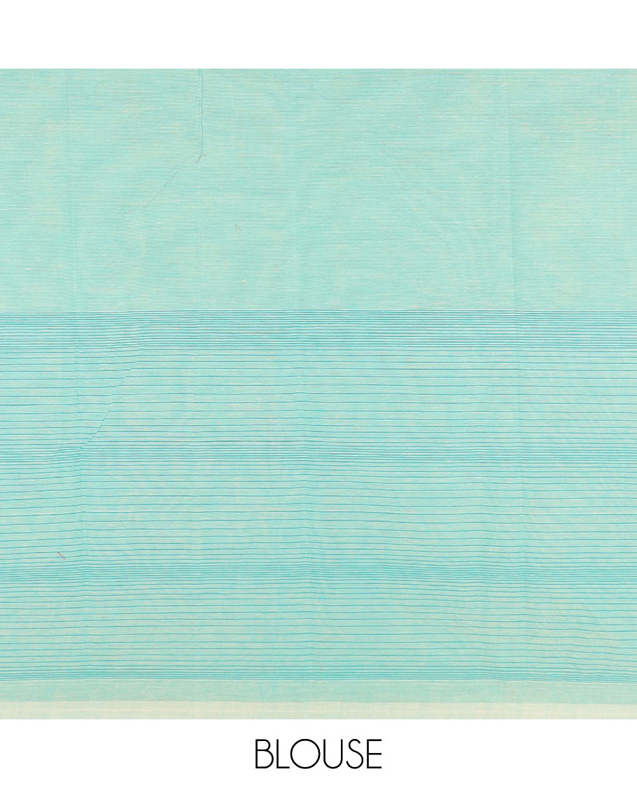 Borderless blue unique buttas kanchi cotton saree, jaal design pallu