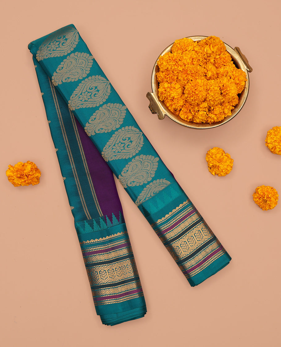 Violet Gadwal Silk Saree
