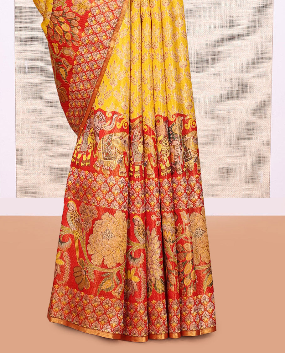 Yellow Kanchipuram Tissue Silk Saree
