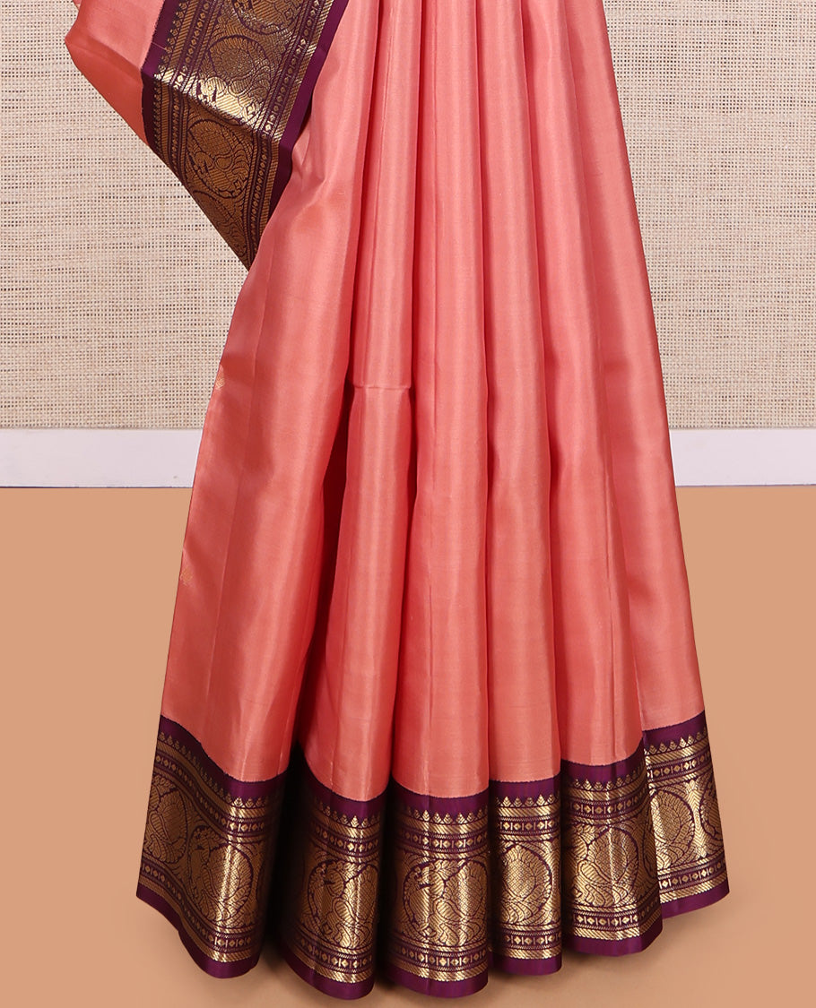Peach Kanchipuram Silk Saree