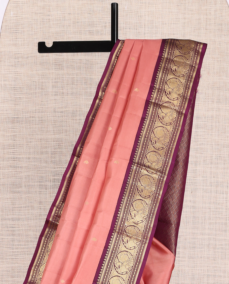 Peach Kanchipuram Silk Saree