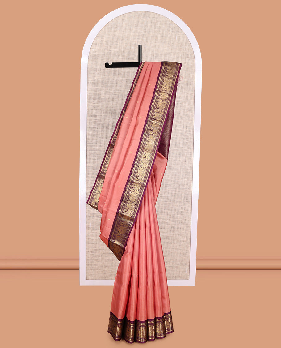 Peach Kanchipuram Silk Saree