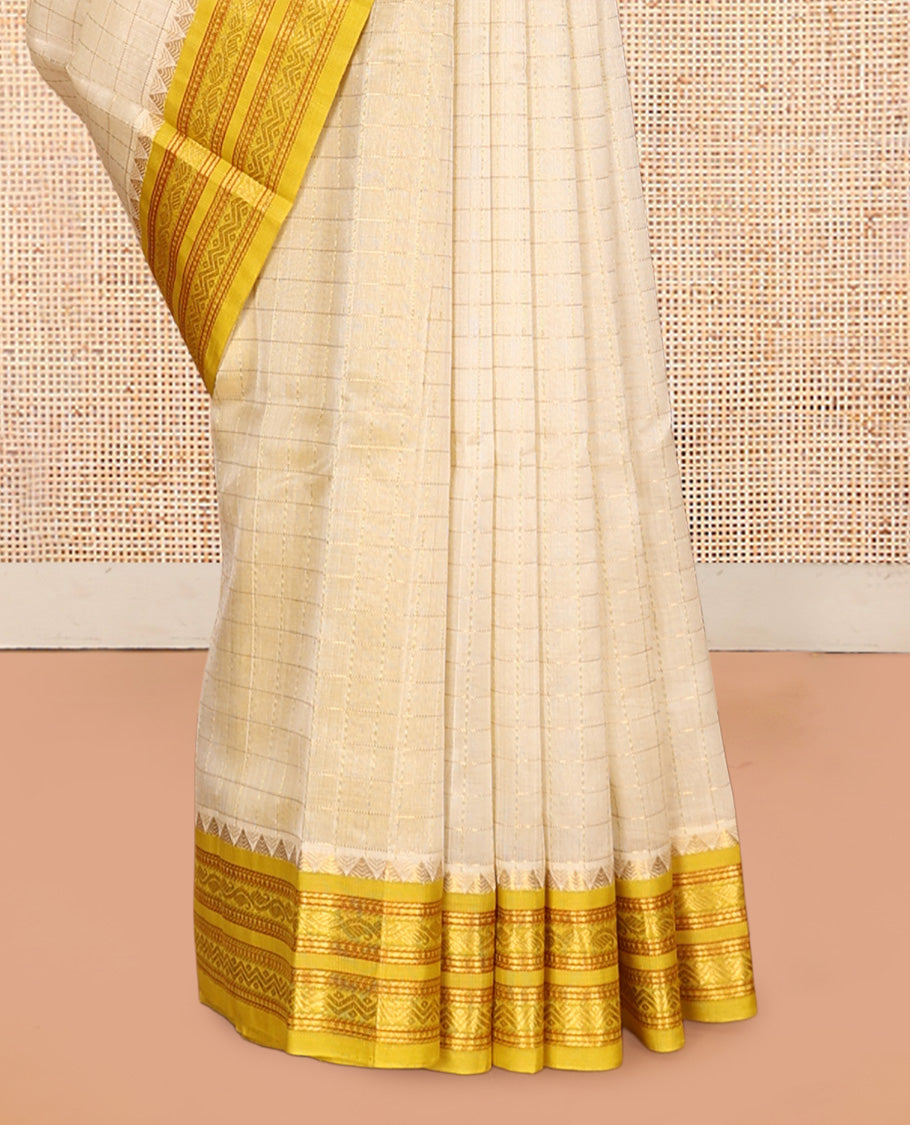Light Sandal Checks Kuppadam Silk Saree