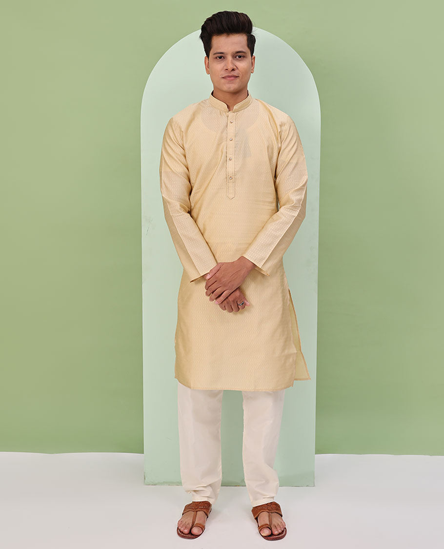 Sandal embossed design full-sleeved kurta