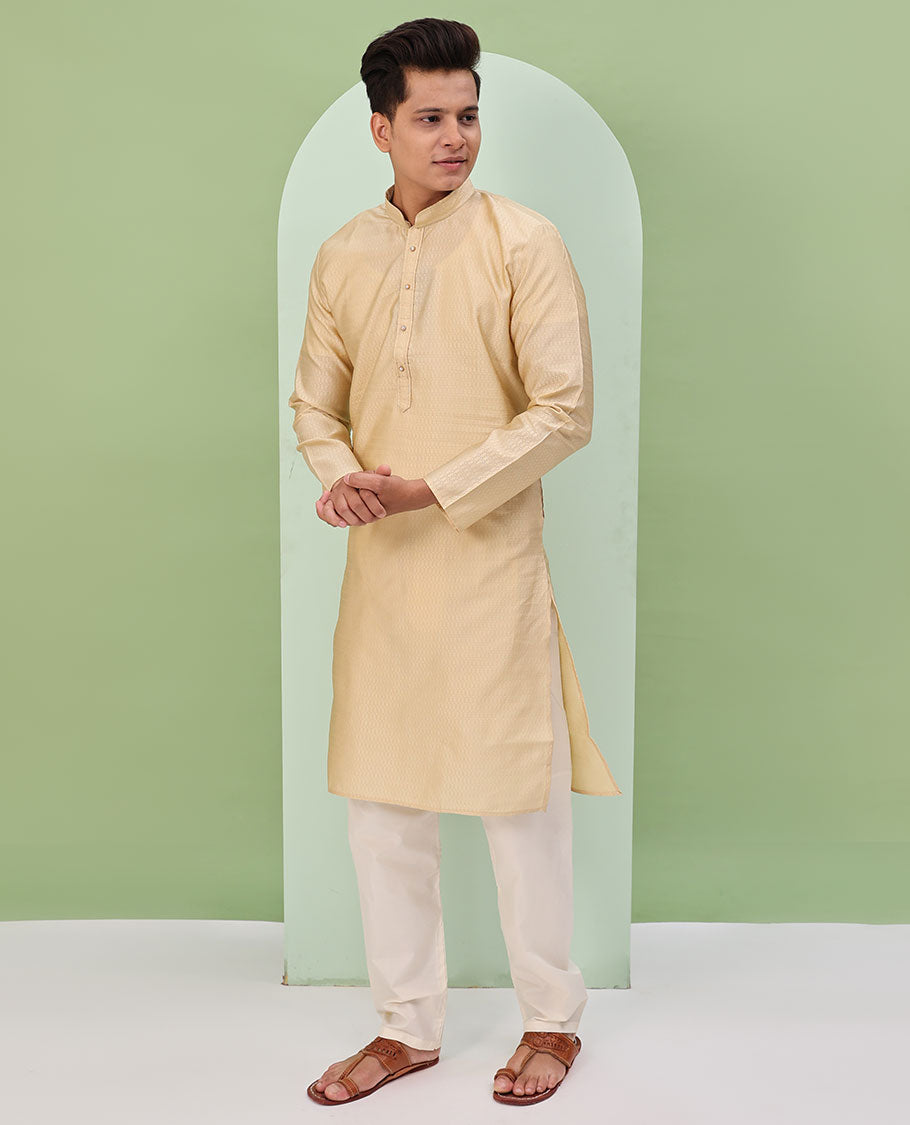 Sandal embossed design full-sleeved kurta