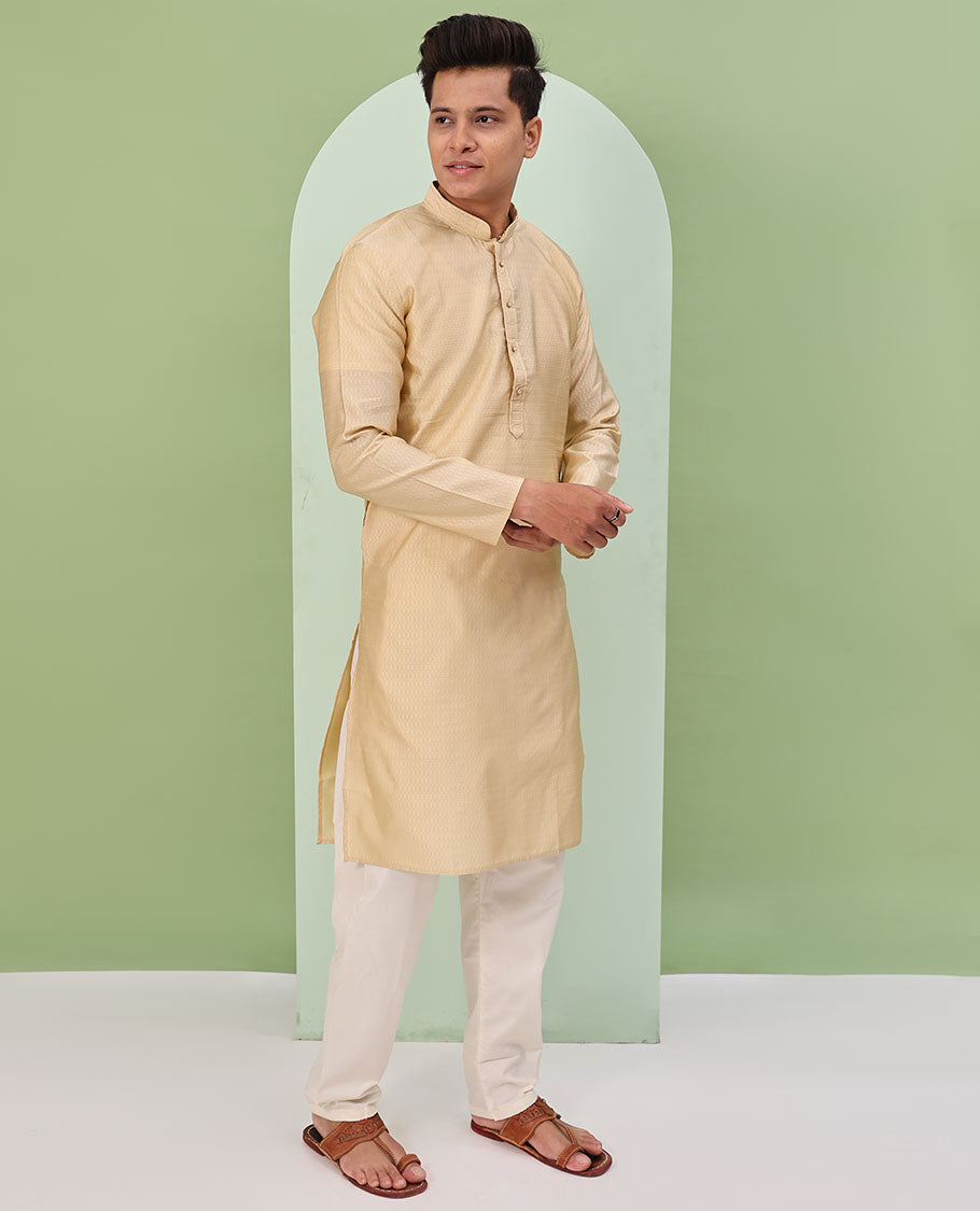 Sandal embossed design full-sleeved kurta