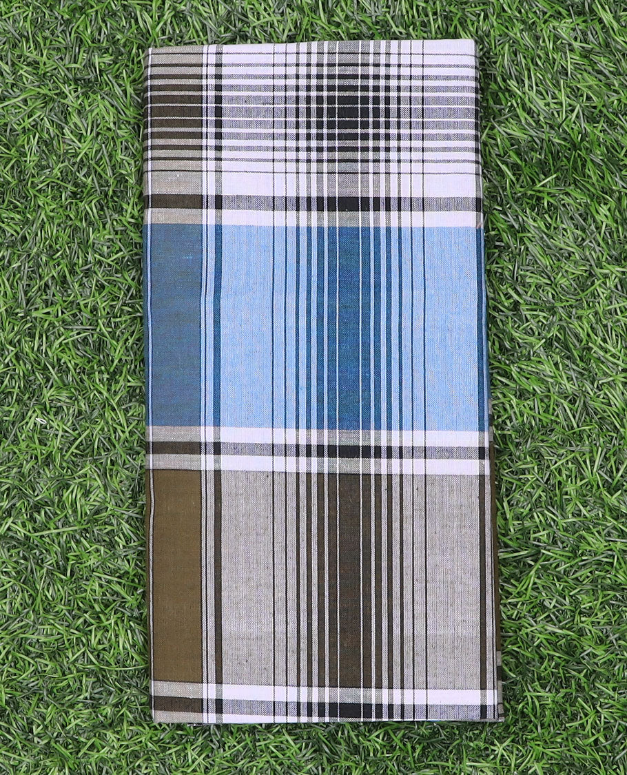 Multi-color vertical and horizontal stripes printed cozy cotton lungi