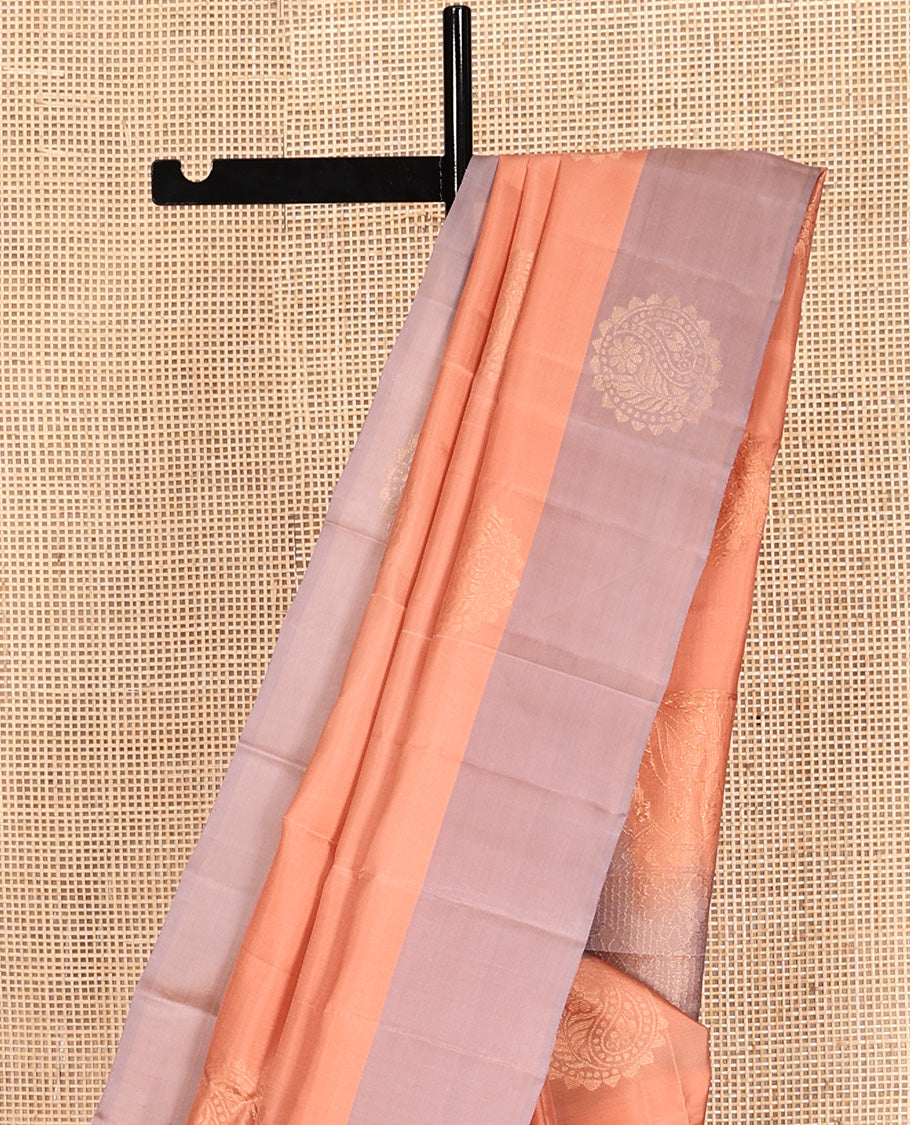 Peach Mayuri Lite Silk Mix Saree,