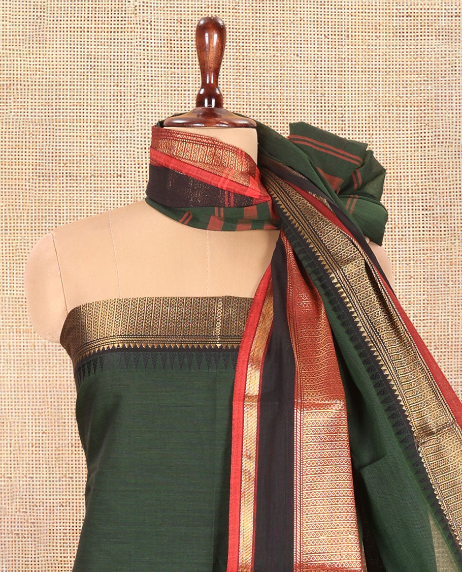 Bottle Green Mercerised Cotton Material Chudidar Set