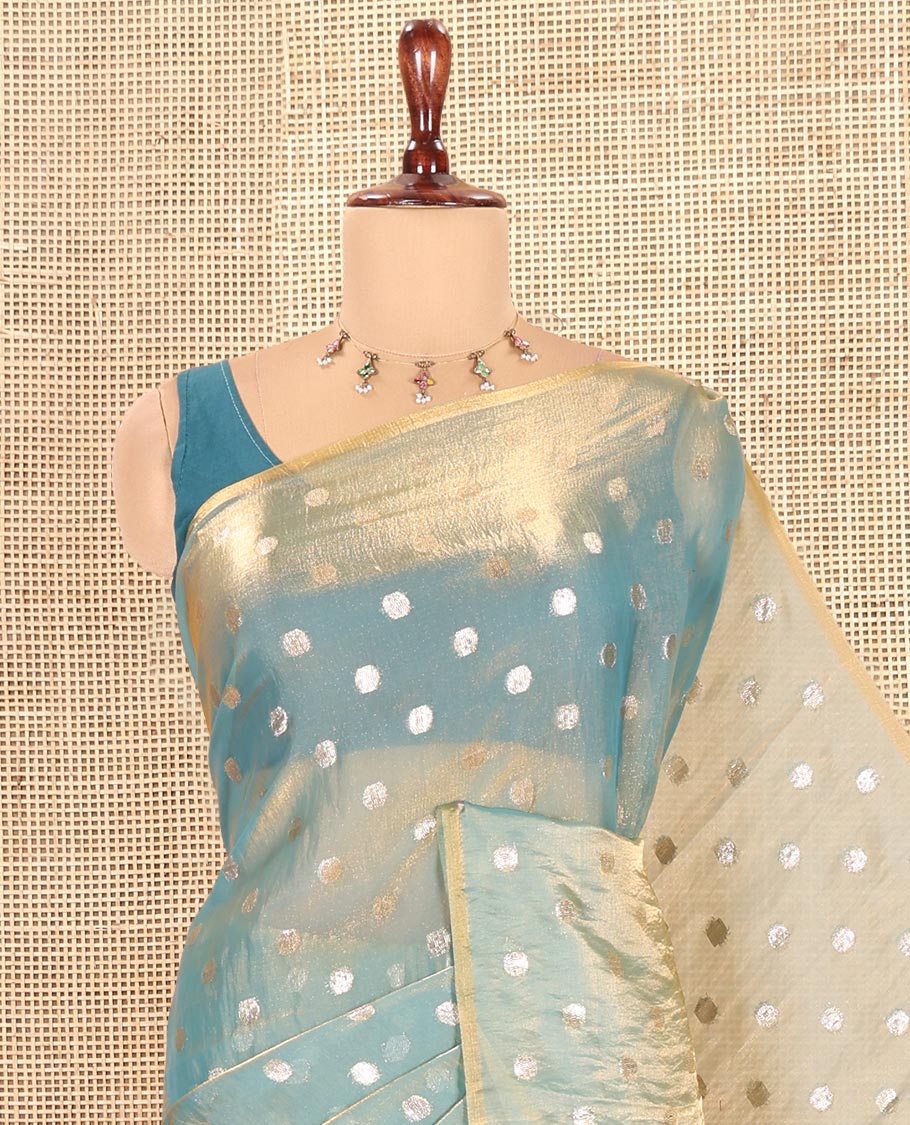 Borderless Blue Fendy Chiffon Saree