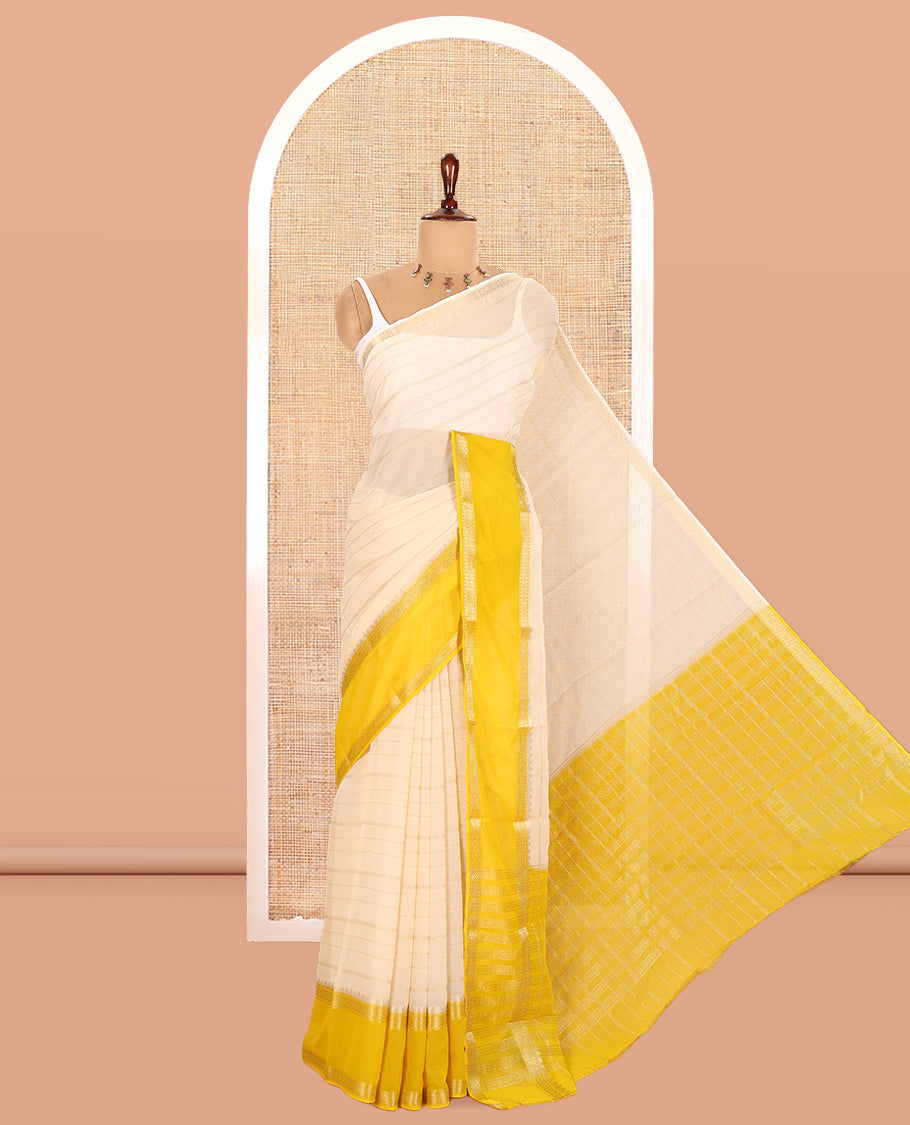 Cream Georgette Saree