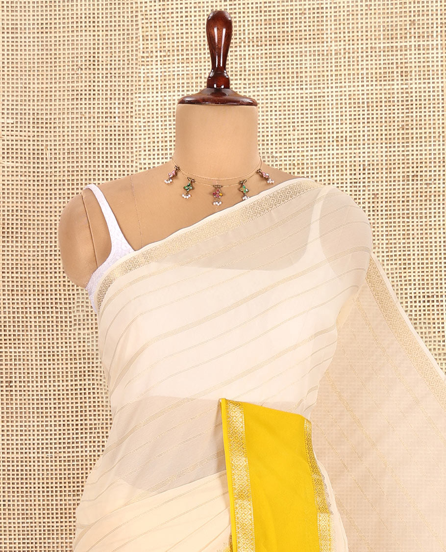 Cream Georgette Saree