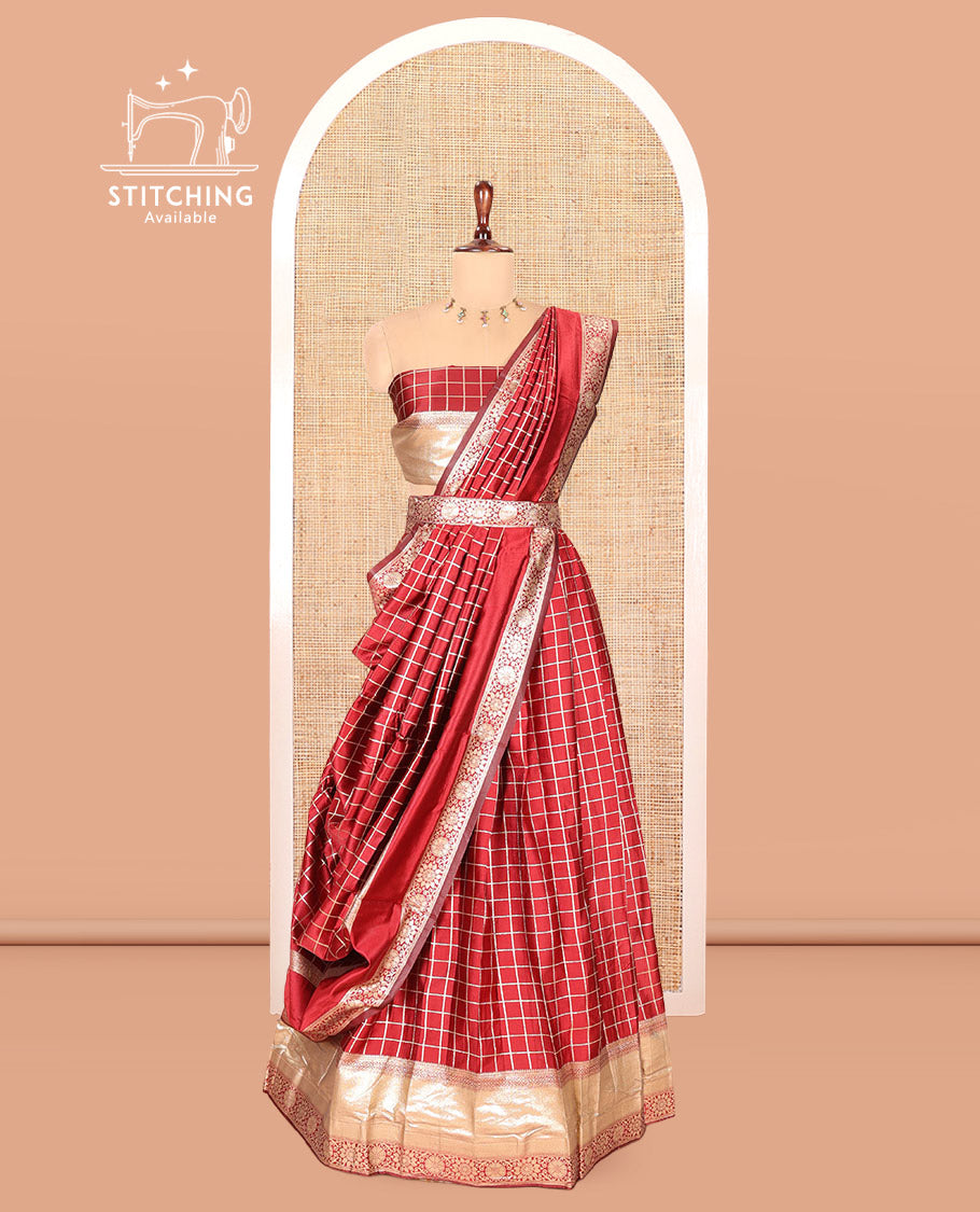 Maroon Semi-Silk Half-Saree