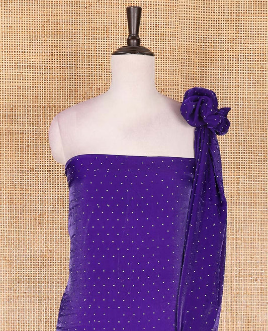 Blue velvet organza material chudidar set, micro stone embedded with floral micro-stone embroidered top, Italian crepe bottom, and micro stone embroidered dupatta