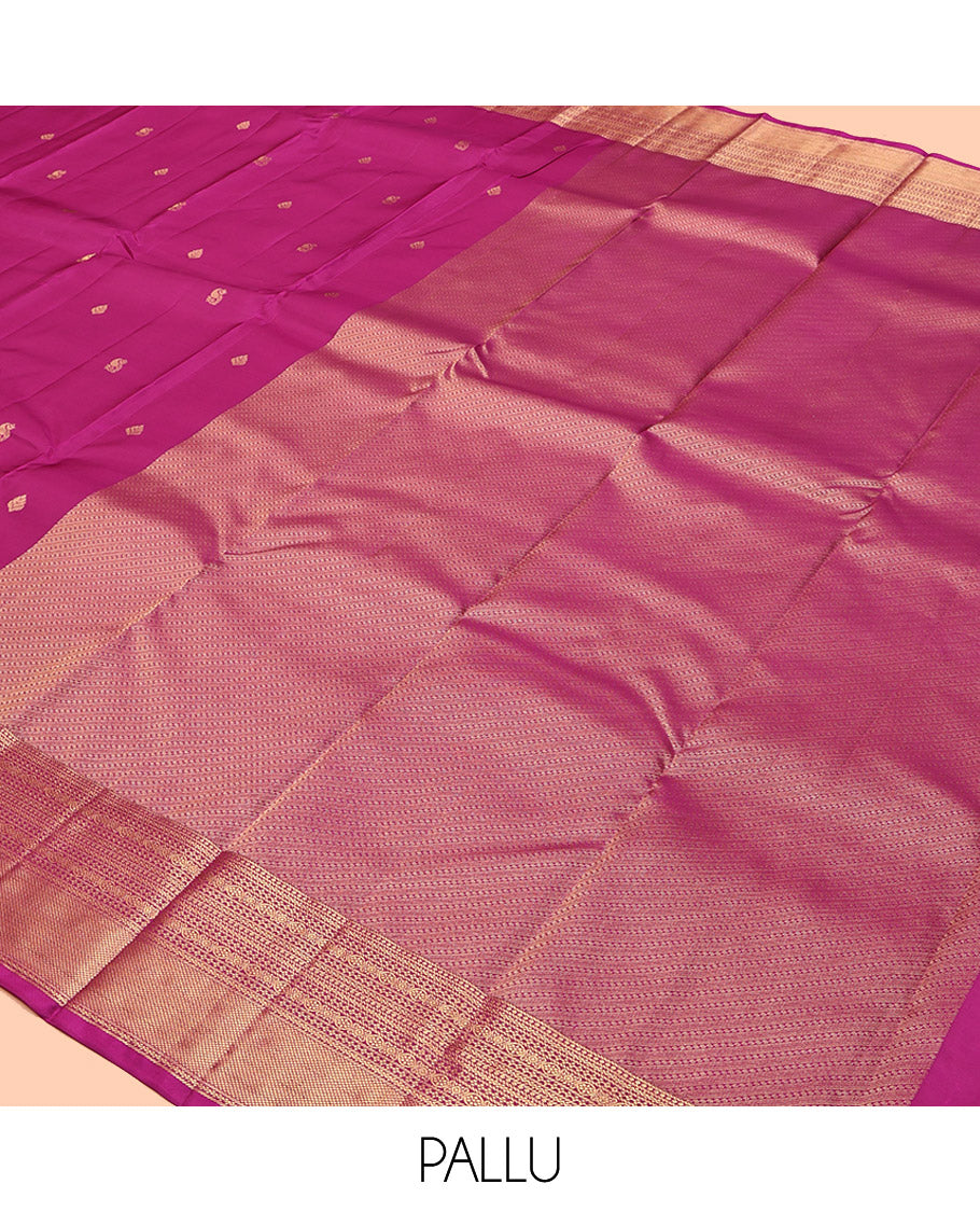 Rani Pink Vasundhara Lite Silk Mix Saree, Prettified with Zari Buttas, Highlighted by a Traditional Zari Border, Grand Pallu, and a Matching Blouse