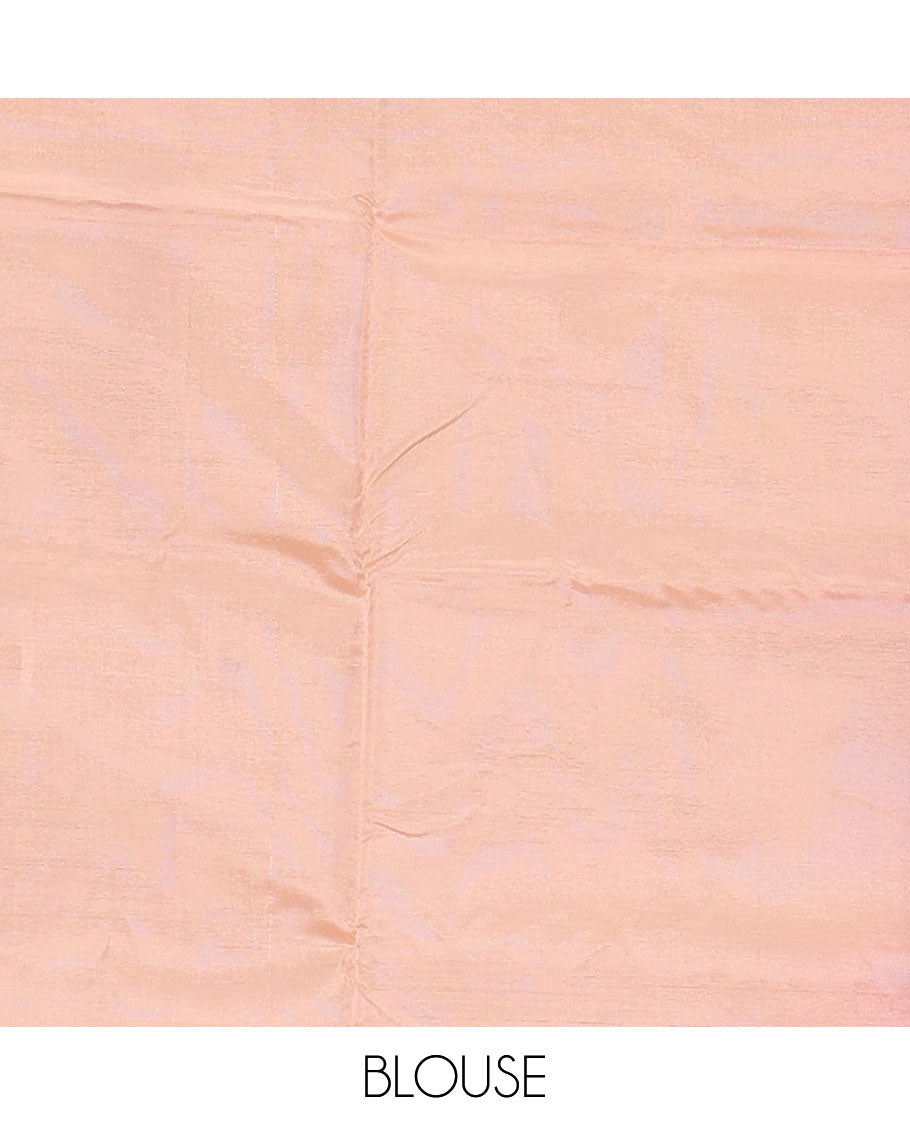 Borderless pink buttas banana pith saree, contrast pallu of stripes and buttas