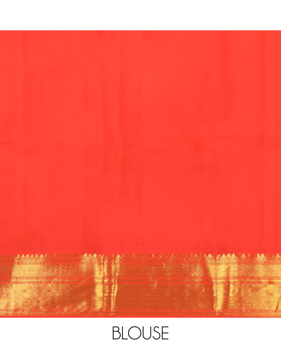 Blue zari buttas silk saree, contrast border of manga,neli,muthu,banaras,paiyaadi kann & zari stripes & intricate pallu