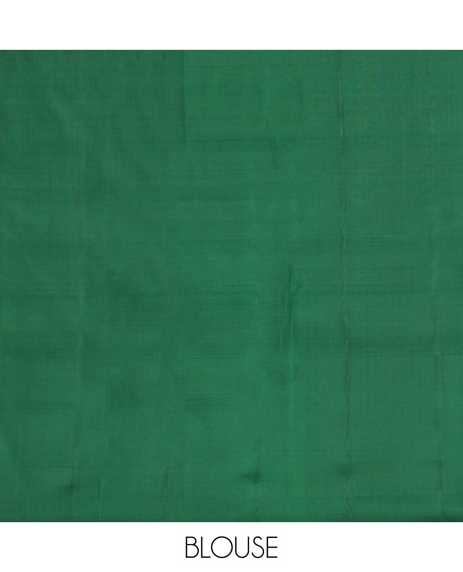 Borderless green zari stripes & palum pazhamum kattam silk saree, zari-rich pallu of jaal design