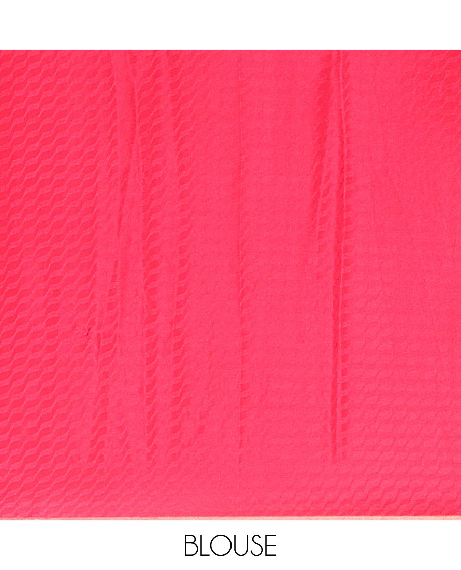 Borderless red striped chiffon saree