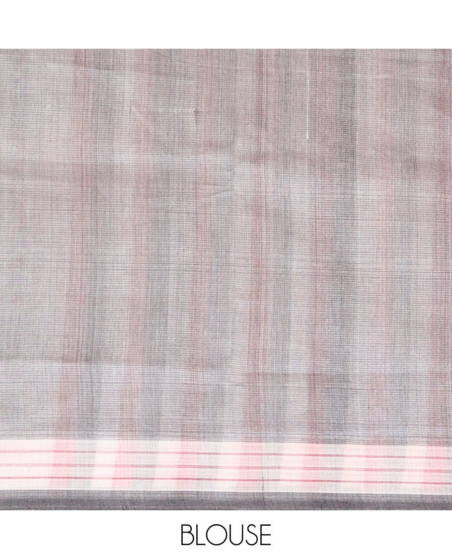 Black mangalagiri cotton saree with self striped border & striped pallu
