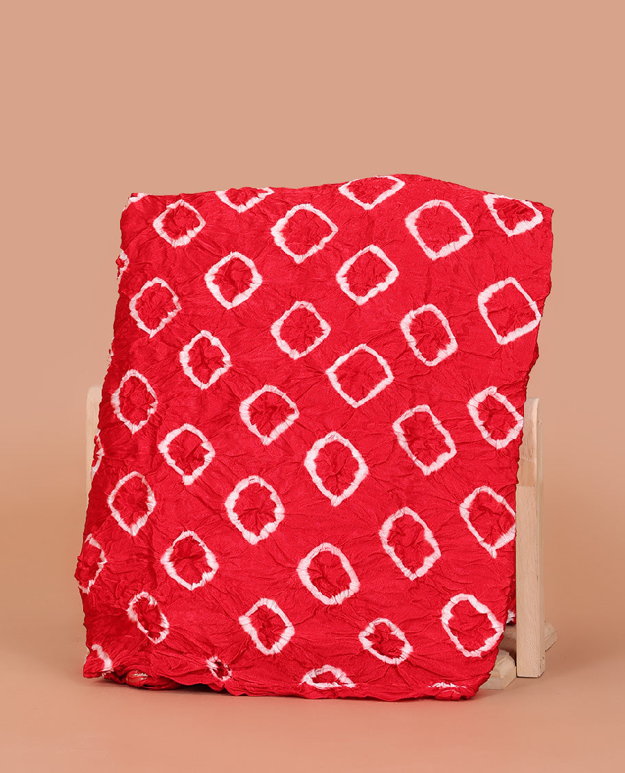 Borderless Red Bandhani Dola Silk Saree