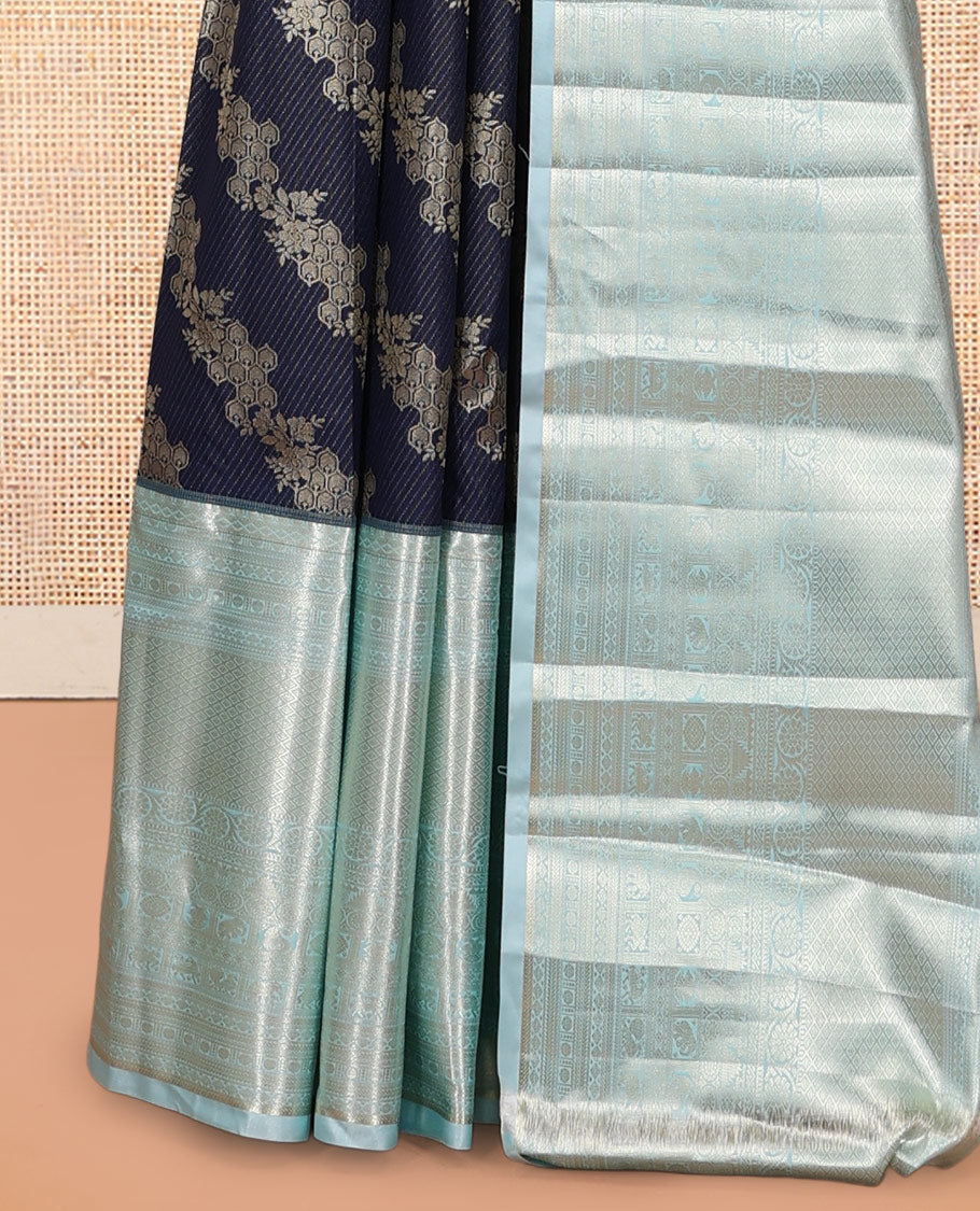 Navy Blue-Sea Blue Budget Silk Saree