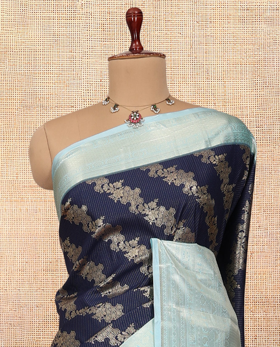 Navy Blue-Sea Blue Budget Silk Saree