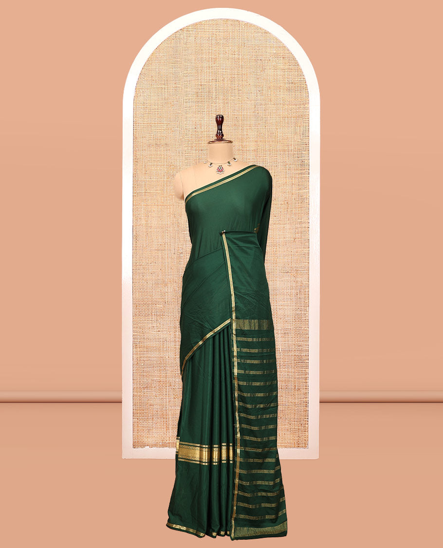 Bottle Green Semi-Mysore Silksaree, a Traditional Zari Border, a Matching Blouse