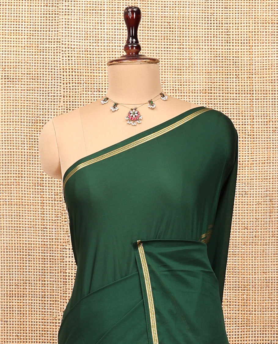 Bottle Green Semi-Mysore Silksaree, a Traditional Zari Border, a Matching Blouse